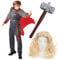 Adults God of Thunder Thor Costume - Navy and Red Costume with Cape, Long Blonde Wig, Inflatable Hammer - Adults TV Film Halloween Fancy Dress Costume