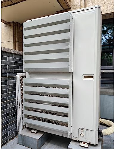 Cubierta de aire acondicionado mini split para exteriores con valla de protección deflectora y pantalla de rejilla para mejorar la dirección de ventilación y la seguridad del compresor