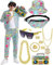 80er 90er Jahre Trainingsanzug Outfit Herren, Kostüm Jogginganzug Hose Set, Aufblasbarer Ghettoblaster Bauchtasche Sonnenbrille Hut Halskette Armband Ring, Hip Hop Sportbekleidung Karneval Mottoparty