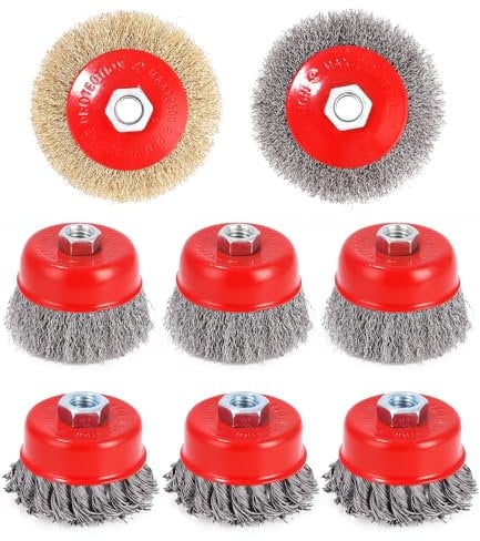 8 Stück Drahtbürste Winkelschleifer,Winkelschleifer Zubehör, Edelstahldraht Drahtbürste 75mm und 100mm, für M14 Modelle,Stahlbürstendrahtrad für Bohrmaschine Polier,Schleifen,Entrosten,Entgraten