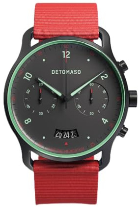DeTomaso Herrenuhr Sorpasso Chronograph in Gray Mint - Armbanduhr an schwarzem Ocean Plastic-Armband - aus 316L Chirurgenstahl mit einem Quarzuhrwerk & saphirgehärtetem Mineralglas – 42 mm
