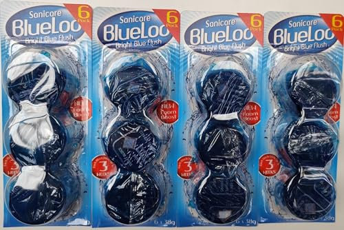 Sanicare Blue Toilet Cleaner Blocks – 24-Block Value Pack (4 x 6 Packs) | Cistern Deodoriser with Fresh Scent & Limescale Protection – 38g