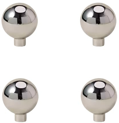 jiajulashou123 4 Pcs Boutons de Porte Boule Ronde Bouton d'armoire de Cuisine Poignées de Meuble Poignée de Tiroir à Trou Unique pour Tiroirs Armoire Cuisine Salle de bain (Chrome Silver)