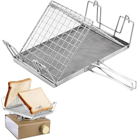 Golgner Grille-pain de camping pour réchaud à gaz, grille pain de camping, grille-pain pliable en acier inoxydable, pour cuisinière à gaz, pique-nique, voyage