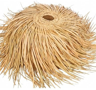 JARDIN202 - Pantalla para Lámpara de Mimbre Tulum | Pantalla Artesanal con Flecos | Diseño Boho para Techo | Interior, Exterior Techado y Porche | (Grande)