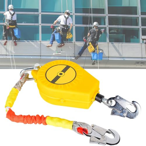 KBIBCK Self Retracting Lifeline, 10 M Retractable Fall Protection Set, Portable Retractable Lifeline with Double Locking Structure, Fall Arrest Protection for Roof and High-Altitude Work (Load 150KG)