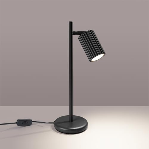 SOLLUX lighting Tischlampe Nachttischlampe Aluminium LED-Glühbirne 3000K warmes Weiß Licht 14,5 x 19,5 x 43 cm GLOOW Schwarz