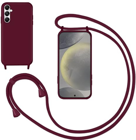GoodcAcy Handyband für Samsung Galaxy S25 FE Hülle mit Band,Rot | Kameraschutz und Bildschirmschutz,Flüssig Silikon Necklace Handyhülle Schnur Schutzhülle Case für Umhängen Case mit Kordel