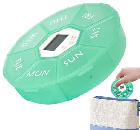 Pillenbox,7-Fach Tablettenbox Mit Timer - Tägliche Medikamentenerinnerung Mit Morgens Mittags Abends Fächern Für Zuhause Arbeit Unterwegs