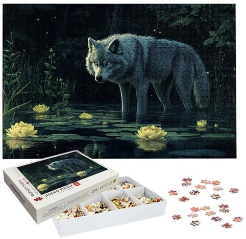 Puzzle 5000 Teile Erwachsene, Wolf Puzzle 5000 Teile, Herausforderndes Rätsel, Tier Holzpuzzle Erwachsene mit Exquisiter Verpackungsbox, Puzzlespiele für Die Ganze Familie, Wanddeko Geschenk H-1343