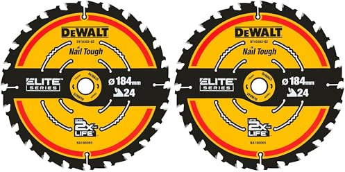 DEWALT DT10302-QZ EXTREME 2nd Fix Circular Saw Blade, 184mm x 16mm x 24T (Pack of 2)