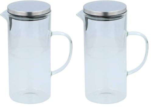 Alpina - caraffa in vetro con coperchio - 1,3 litri (Confezione da 2)