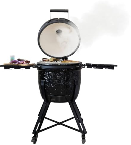 Barbecook Kamado Grill Kamal 2.0 Large, Grillen, Räuchern, Dämpfen und Braten, mattschwarz, 128×78×115cm