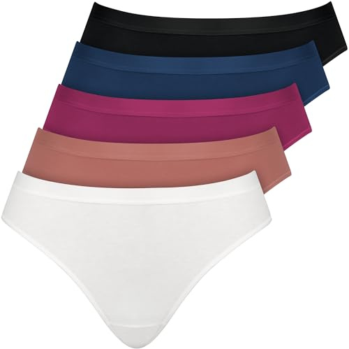 Nur Die Panty 5er Pack Damen Basic Unterwäsche Slips aus feiner Baumwolle mit Elasthan – hautfreundlich, weich & Bequeme Bund- & Beinverarbeitung