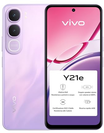 vivo Y21e, smartphone 4 GB di RAM + 128 GB ROM, fotocamera principale da 50 MP, 6,68 HD+ 90 Hz, batteria da 5200 mAh, ricarica rapida 44 W, IP68 e IP69, doppio altoparlante, doppia SIM,NFC