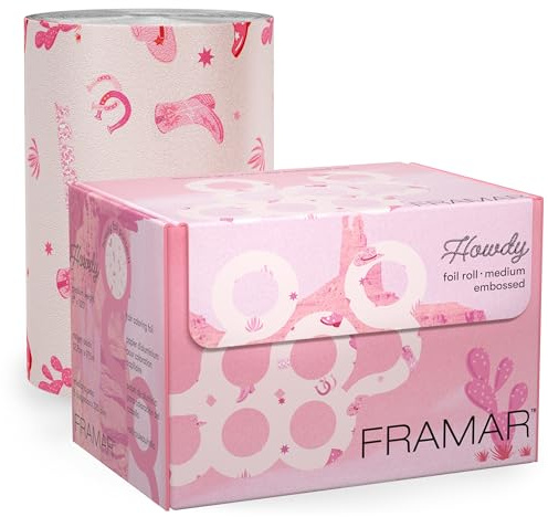 FRAMAR Howdy Embossed Hair Foil - Hair Foils for Highlighting, Foils for | Highlights, Hairdressing Foil Roll for Hair Highlights, Highlighting Foil, Hair Foils for Colouring, 320F