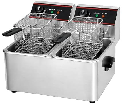 Friteuse électrique professionnelle 2 x 4 litres - Double cuve - 5kW