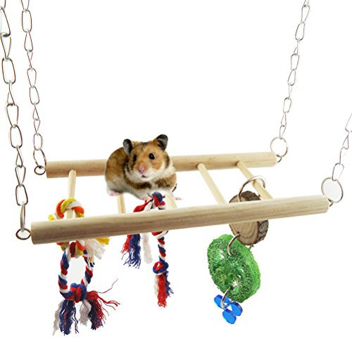 UEETEK Hamster Parrot Climbing Bridge Ladder Swimg Playground for Gerbil Rat Mouse Small Animal
