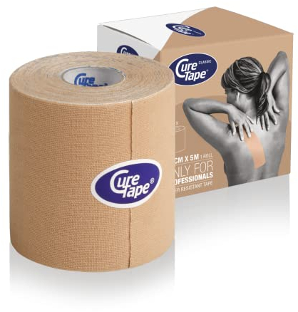 CureTape® Kinesiologie Tape - Extra breite Rollen (7.5cm x 5m) | Latexfrei & Wasserfeste Kinesiotape | Medizinische Kinesiotapes für Profis | Für schmerzlinderung & Understützung der Muskeln | Beige
