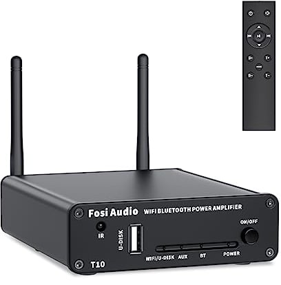 Fosi Audio T10 HiFi Verstärker 200W, WiFi & Bluetooth 5.0 2.0CH Stereo HiFi-Verstärker, Smart Wireless WiFi Routing Modul, Multi-Zone Klass-D 100W x 2 Amplifier für Lautsprecher, inkl. Fernbedienung