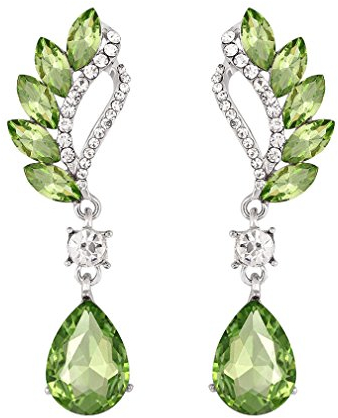 YAZILIND gota de agua oval corte rhinestone cubic zirconia colgante gota cuelgan pendientes mujeres fiesta joyería (verde)