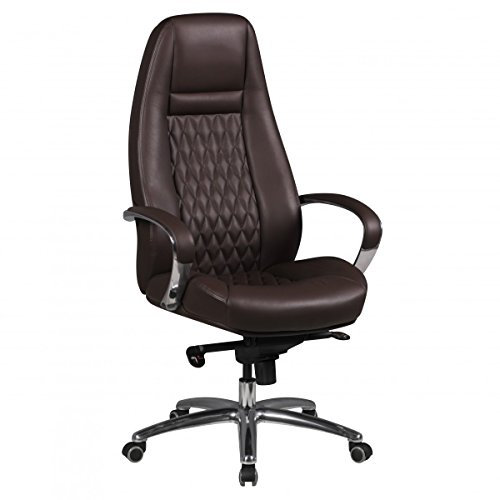 KADIMA Design Bürostuhl Madrid Echtleder Braun Chefsessel Schreibtischstuhl Drehstuhl