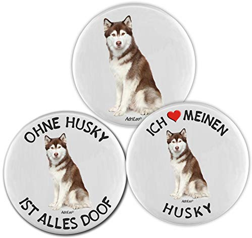 AdriLeo Kühlschrankmagnet - 3er Set - Brauner Husky
