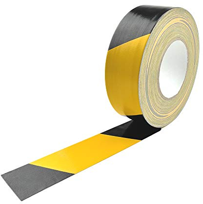 AnTina TAPES Premium Gewebe Klebeband/Industrie - Markierungsband, Gelb/Schwarz, 50mm x 50m