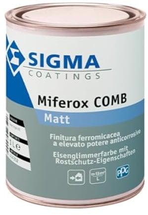 SMALTO FERROMICACEO MIFEROX COMB - FONDO E FINITURA FERROMICACEA 2IN1 - applicazione diretta su supporti ferrosi. (1 LT, BASE GRIGIO 01)