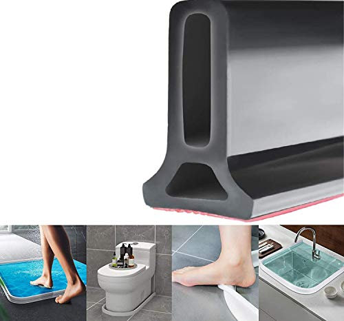Barriera Doccia Pieghevole e Sistema di ritenzione per diga d'Acqua per Doccia e Mantiene l'acqua all'Interno della soglia Separazione asciutta e umida (200 cm/78.74 in,Nero)
