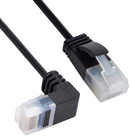 xiwai Câble Ethernet Ultra Slim Cat6 RJ45 coudé vers Droit UTP câble réseau câble de raccordement 90 degrés Cat6a LAN pour Ordinateur Portable routeur TV Box (2.0 m)
