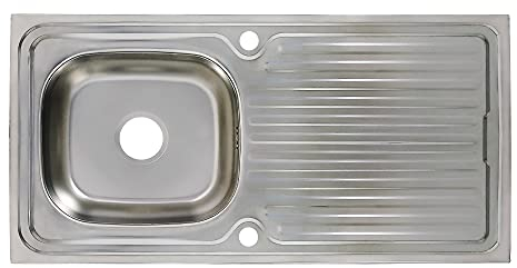 Design Edelstahl Einbauspüle (50 x 100 cm 1 Becken) Spülbecken Spüle mit Überlauf inkl.Syphon Set