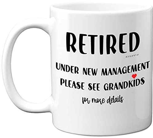 Funny Retirement Gifts for Women Men - Retired Under New Management - 11oz Ceramic Dishwasher Safe Coffee Mugs, Happy Retirement Mug Gifts, Mugs for Men Women, Leaving Colleagues