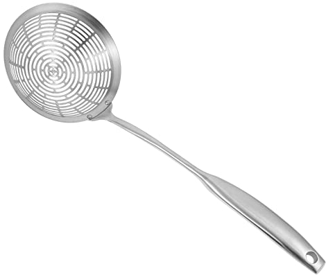 HEMOTON Abseihlöffel Bratkorb mit Griffdraht Fry Basketsieer Pfanne Skimmer L?ffel mit Griff Brathalter Küche Gadget Silber Schöpflöffel & Schöpfkellen Siebkelle 14cm Engmaschiger Seiher