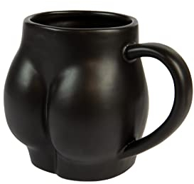 Fisura - Tazze divertenti a forma di culo. Tazza originale. Capacità: 320 millilitri. 14 x 10,5 x 8 centimetri. Materiale: Porcellana (Nero)