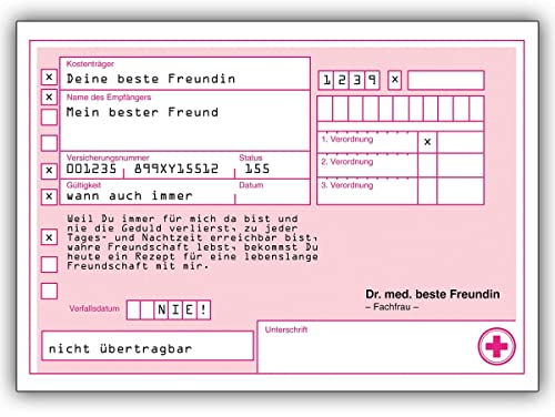 10 Stück Rezept Karte: Freundin anmeinen besten Freund für lebenslange Freundschaft • liebevolles Beistands Karten Set mit Umschlägen Motto für beste Freunde und Lieblingsmenschen