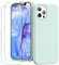 GOODVISH 3 in 1 Designed for iPhone 12 Case, iPhone 12 Pro Case with 2 Screen Protector, Liquid Silicone Soft Phone Case Microfiber Lining Shockproof Full Protection Cover 6.1inch, Turquoise Green