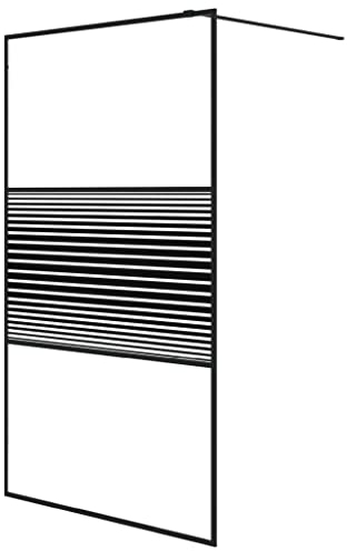 vidaXL Duschwand für Walk-In Dusche Duschabtrennung Duschtrennwand Duschkabine Duschtür Eckeinstieg Trennwand Schwarz 115x195cm ESG-Glas Klar