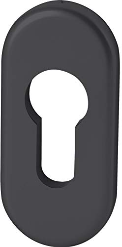 FSB 0 17 1757 00010 0810 Profilzylinder Rosette PZ oval, Zylinderrosette 32,5x70x7mm, Aluminium schwarz matt, Silber