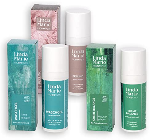 Linda Marie PROBIOTIQUE Naturkosmetik Set Pures Leben | Waschgel, Peeling & Creme Balance | zertifizierte Bio-Naturkosmetik | vegan & ohne Mikroplastik