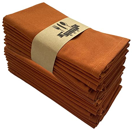 ZOYIEP Stoffservietten Leinenservietten,4/6 / 8er Set 100% Baumwolle und Leinen Servietten Stoff, Stoffservietten Leinen 40 x 40 cm Kitchen Stoffservietten Dekoration (Orange,8er Set)