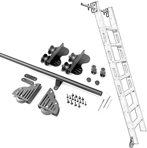 belund Teleskop-Rollenleiterschienen-Hardware-Kit + Verlängerungsschiene (Keine Leiter, Mit Bodenrollen, for Zuhause/Dachboden/Bibliothek 3,3 Fuß - 20 Fuß (Size : 600cm/20ft)