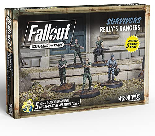 Modiphius Fallout Wasteland Warfare: Survivors: Reilly's Rangers - 5 Miniatures, 32mm Unpainted Resin Figures, Capital Wave RPG