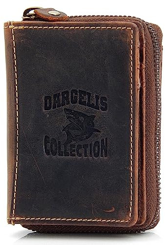 ekavale Kompakte Lederbörse mit RFID-Schutz Geldbörse aus Büffel-Leder mit Hai Motiv