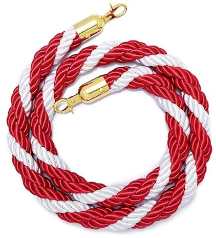 CHUXIBA Absperrseil mit goldenen karabinerhaken Hanfseil (Ø32 mm) 1-5m personenleitsystem absperrband absperrkordel crowd control rope/C/1m