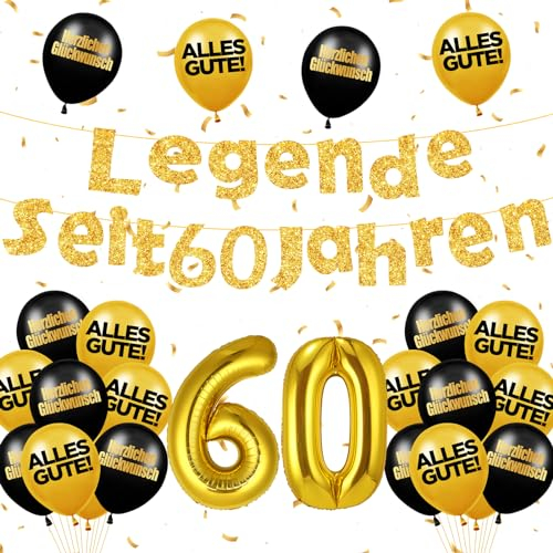 60 Geburtstag Deko Mann Frau 60 Geburtstag Luftballons Schwarz Gold Dekoration zum 60 Geburtstag Mann Ballons 60 Geburtstag Mann Legende Seit 60 Jahren Girlande 60 Geburtstag 60 Geburtstag Supplies