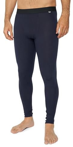 DANISH ENDURANCE Merino Lange Unterhose Herren, Premium Funktionsunterwäsche, Thermounterwäsche Herren, Temperaturregulierend, Mit oder ohne Eingriff, Dunkles Marineblau, 2XL