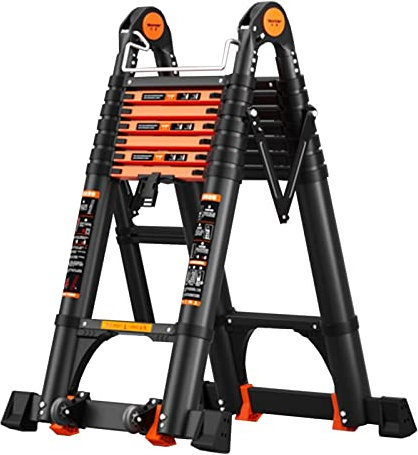 Telescopic Ladder Telescoping Ladder Folding A Frame Outdoor Extension 3.2m 3.8m 5m 6.2m 7m, Compact Non-Slip Telescopic Retractable Ladder for Indoor Stairs & Exterior Steps (Size : 3.7m+3.7m=7.5m)