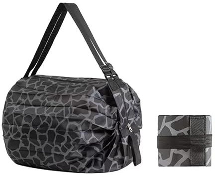 muqqa Faltbare Einkaufstaschen/Shopping Bag/Wiederverwendbare Einkaufstasche/Carry Bag/Kapazität Mehrzweck-Aufbewahrungstasche(schwarzes Leopardenmuster)