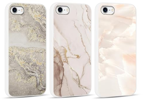 Foonary 3 Stück Hülle für iPhone 7/8/SE 2020/SE 2022 4,7, Handyhülle mit Muster Mädchen Aesthetic Marmor Muster Motiv Design Slim Case, Silikon Stoßfest Schutzhülle Cover,Marmor 03